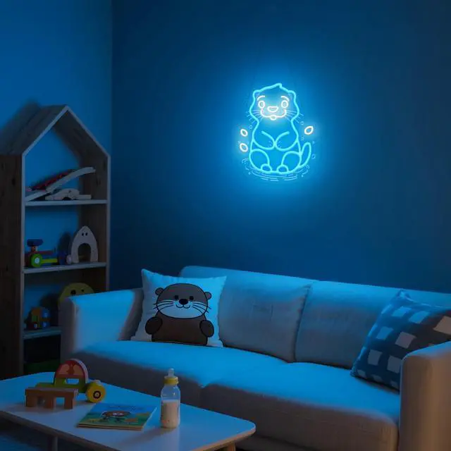 Alt view image 2 of 7 - _Mega Brand Sea Otter Neon Sign - Unique Wall Decor for Kids Bedroom, Gifts for Otter Lovers & Boys Girls, USB-Powered Energy-Efficient Art with Hanging Kit