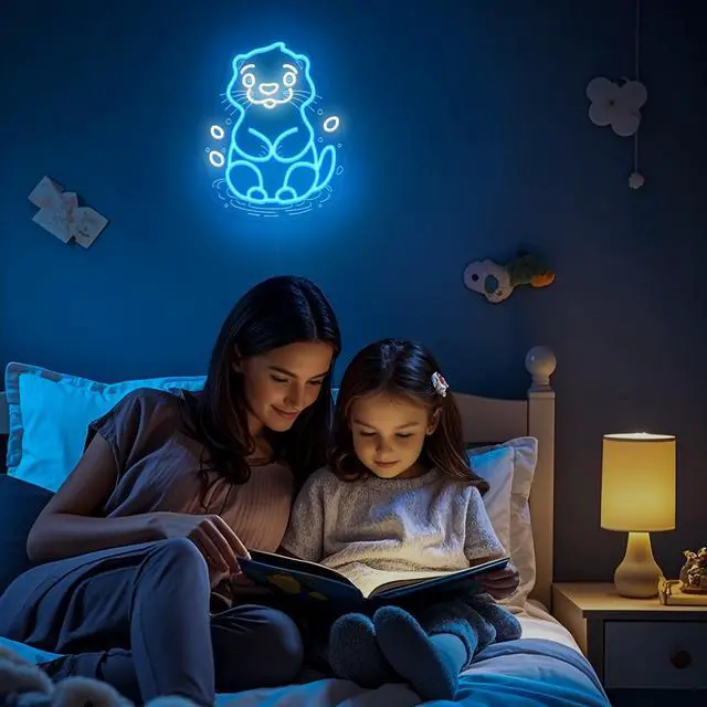 Alt view image 3 of 7 - _Mega Brand Sea Otter Neon Sign - Unique Wall Decor for Kids Bedroom, Gifts for Otter Lovers & Boys Girls, USB-Powered Energy-Efficient Art with Hanging Kit