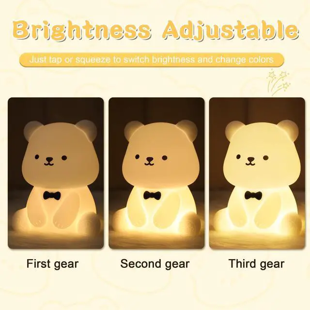 Alt view image 3 of 7 - _Mega Brand VCute Bear Night Light for Kids, Decorate Kids' Bedroom with Silicone Bear Nightlights with 8 Color Lights, Christmas Birthday Gift for Children Toddlers Teens Adults Babies
