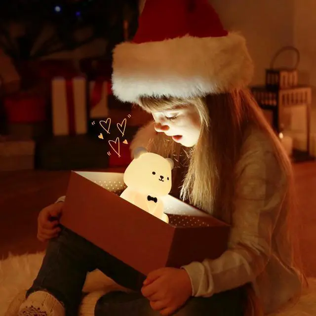 Alt view image 5 of 7 - _Mega Brand VCute Bear Night Light for Kids, Decorate Kids' Bedroom with Silicone Bear Nightlights with 8 Color Lights, Christmas Birthday Gift for Children Toddlers Teens Adults Babies