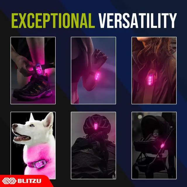 Alt view image 3 of 7 - _Mega Brand 4 Pack LED Safety Light,Clip on Reflective Gear Lights for Walking at Night,Running,Jogging,High Visibility Strobe Light Accessories for Runners,Kids,Hiking,Kayak,Cycling,Camping,Boat Pink