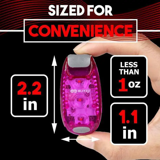 Alt view image 6 of 7 - _Mega Brand 4 Pack LED Safety Light,Clip on Reflective Gear Lights for Walking at Night,Running,Jogging,High Visibility Strobe Light Accessories for Runners,Kids,Hiking,Kayak,Cycling,Camping,Boat Pink