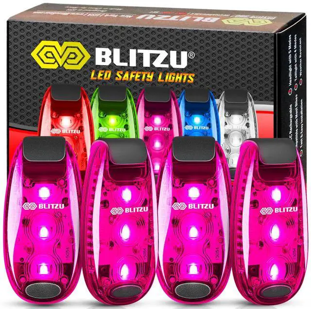 Main image of _Mega Brand 4 Pack LED Safety Light,Clip on Reflective Gear Lights for Walking at Night,Running,Jogging,High Visibility Strobe Light Accessories for Runners,Kids,Hiking,Kayak,Cycling,Camping,Boat Pink
