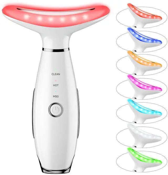 Main image of _Mega Brand 7 Color Neck Face Massager Tool, Facial Massager for Skin Care at Home, Face Sculpting Tool with Thermals, Vibration (White)