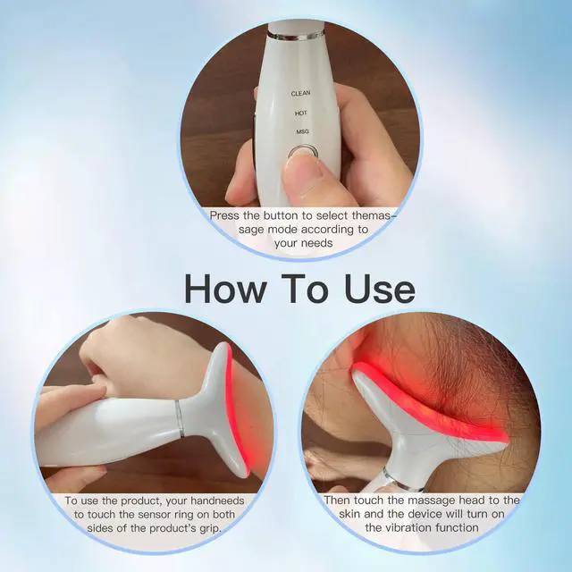 Alt view image 4 of 7 - _Mega Brand 7 Color Neck Face Massager Tool, Facial Massager for Skin Care at Home, Face Sculpting Tool with Thermals, Vibration (White)
