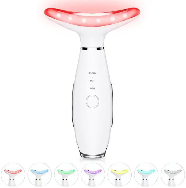 Main image of _Mega Brand 7 Color Neck Face Massager - Facial Massager Tool for Skin Care at Home, Vibrating Face Massager with Thermals, Galvanic Machines White