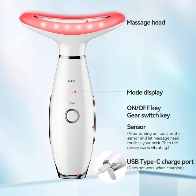 Alt view image 6 of 7 - _Mega Brand 7 Color Neck Face Massager Tool, Facial Massager for Skin Care at Home, Face Sculpting Tool with Thermals, Vibration (White)