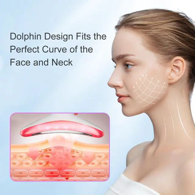 Alt view image 7 of 7 - _Mega Brand 7 Color Neck Face Massager Tool, Facial Massager for Skin Care at Home, Face Sculpting Tool with Thermals, Vibration (White)