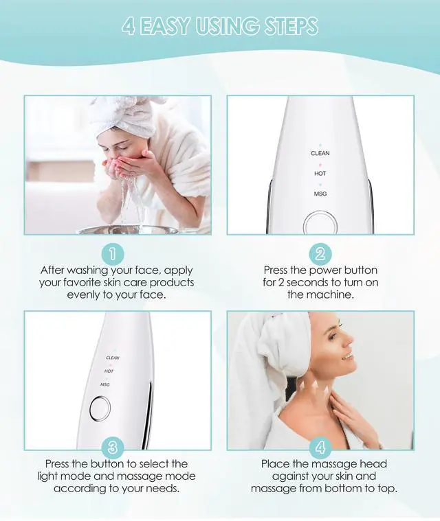 Alt view image 6 of 7 - _Mega Brand 7 Color Neck Face Massager - Facial Massager Tool for Skin Care at Home, Vibrating Face Massager with Thermals, Galvanic Machines White