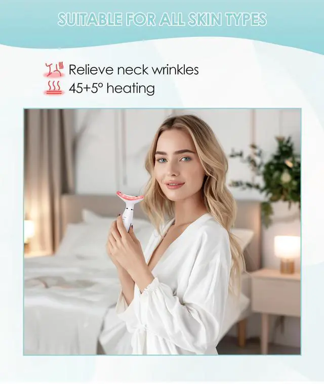 Alt view image 7 of 7 - _Mega Brand 7 Color Neck Face Massager - Facial Massager Tool for Skin Care at Home, Vibrating Face Massager with Thermals, Galvanic Machines White