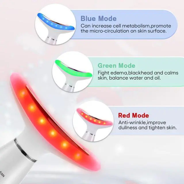 Alt view image 3 of 7 - _Mega Brand Facial Massager,Neck Face Massager Tool,3 Mode Massage with Heat,Portable Beauty Instrument for Skin Care Women Gift