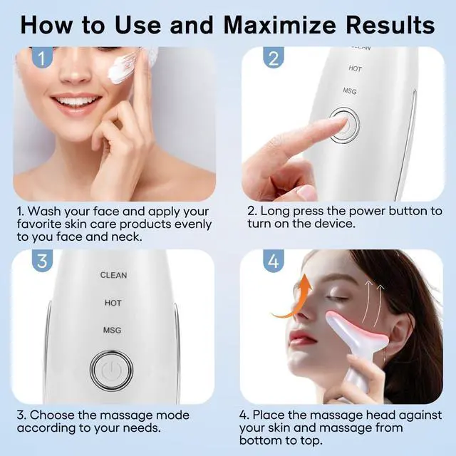 Alt view image 6 of 7 - _Mega Brand Facial Massager,Neck Face Massager Tool,3 Mode Massage with Heat,Portable Beauty Instrument for Skin Care Women Gift