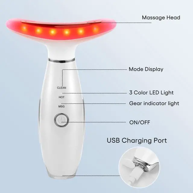 Alt view image 7 of 7 - _Mega Brand Facial Massager,Neck Face Massager Tool,3 Mode Massage with Heat,Portable Beauty Instrument for Skin Care Women Gift