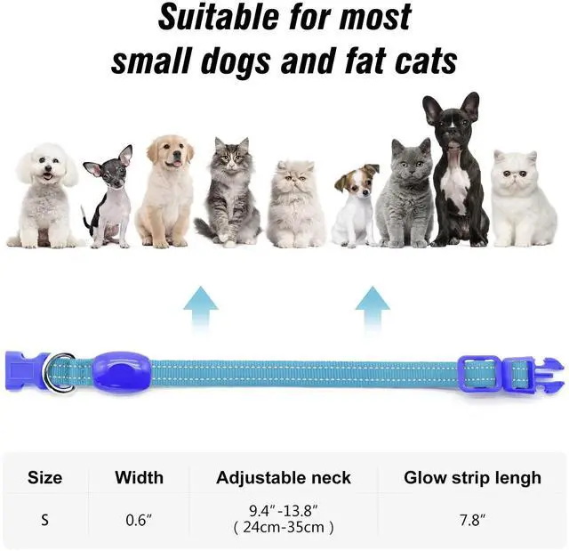 Alt view image 5 of 7 - _Mega Brand Light Up Dog Collars for Small Dogs,LED Dog Collar Light Rechargeable,Fully Adjustable Lighted Dog Collar,Glow in The Dark Dog Collars with Dog Lights for Night Walking,Blue