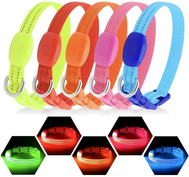 Alt view image 7 of 7 - _Mega Brand Light Up Dog Collars for Small Dogs,LED Dog Collar Light Rechargeable,Fully Adjustable Lighted Dog Collar,Glow in The Dark Dog Collars with Dog Lights for Night Walking,Blue