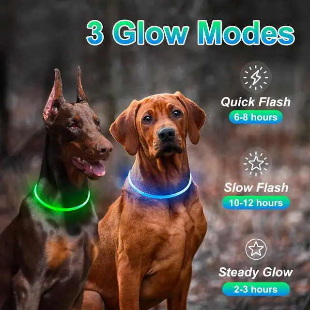 Alt view image 3 of 7 - _Mega Brand 2 Packs Light Up Dog Collar,USB Rechargeable Dog Lights for Night Walking,Adjustable Glow in The Dark Collars for Small Medium Large Dogs,Waterproof Safety Pets Lights Green&Blue