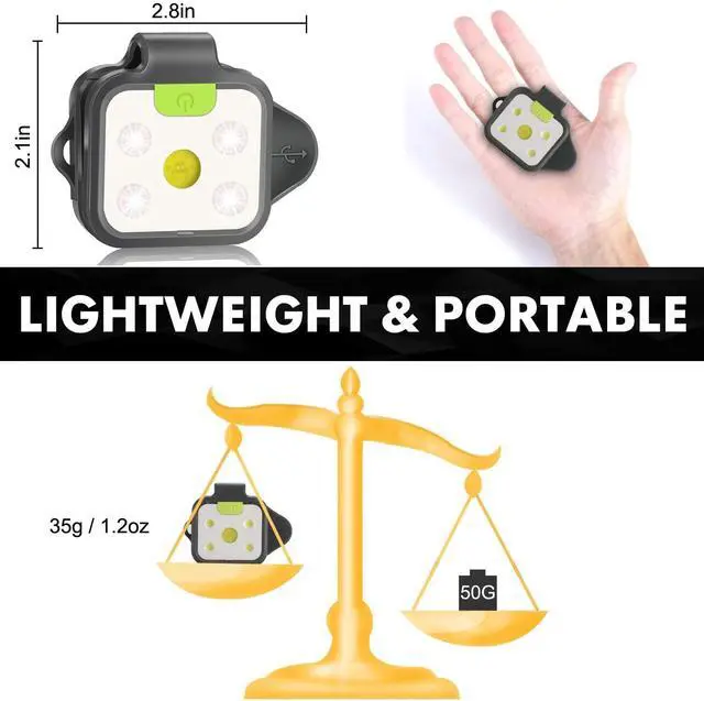 Alt view image 2 of 6 - _Mega Brand Running Light,2Pack Reflective Safety-Light for Runners,Rechargeable LED Light,Clip On Running Lights with Runners and Joggers for Camping,Hiking,Running,Outdoor Adventure (Black)