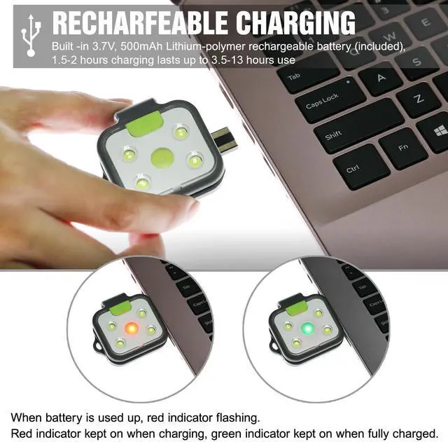 Alt view image 3 of 6 - _Mega Brand Running Light,2Pack Reflective Safety-Light for Runners,Rechargeable LED Light,Clip On Running Lights with Runners and Joggers for Camping,Hiking,Running,Outdoor Adventure (Black)