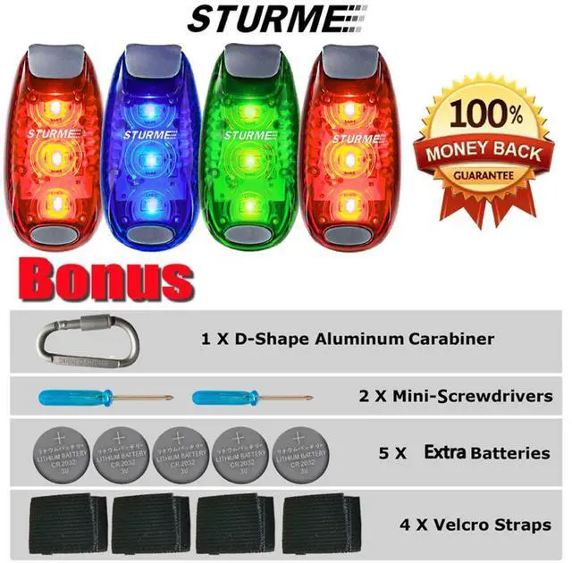 Alt view image 2 of 7 - _Mega Brand LED Safety Light Strobe Lights for Daytime Running Walking Bicycle Bike Kids Child Woman Dog Pet Runner Best Flashing Warning Clip on Small Reflective Set Flash Walk Night.Green Blue Redx2