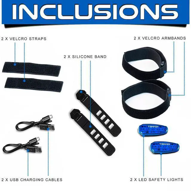 Alt view image 7 of 7 - _Mega Brand USB-C Rechargeable LED Safety Lights(2 Pack)-Clip on Strobe Running Lights for Runners,Joggers,Walkers,Kids,Dogs,Bike Tail Lights-High Visibility Accessories for Reflective Gear(Blue)