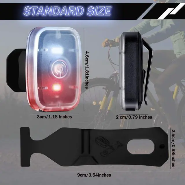 Alt view image 3 of 7 - _Mega Brand Running Lights for Runners Rechargeable LED Safety Lamps USB Rechargeable Clip on Strobe Bicycle Tail Lamps with 5 Modes Flashing Bike Lights for Night Riding Walking Hiking Pet Dog