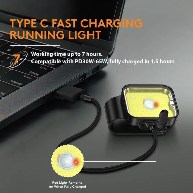 Alt view image 5 of 7 - _Mega Brand Running Light, Rechargeable Clip on Running Lights, 12 Modes, Motion Sensor, Magnetic, Dog Lights for Night Walking, Camping, Outdoor Adventure