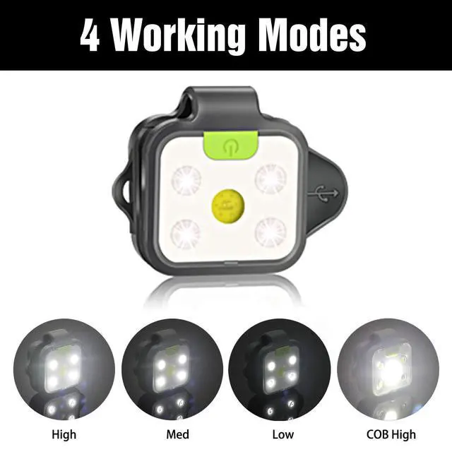 Alt view image 2 of 6 - _Mega Brand 2 Pack Running Lights for Runners, Rechargeable 4 Modes Clip on Flashlight, LED Night Safety-Light, Reflective Running Gear for Running, Walking, Jogging, Hiking (Black)