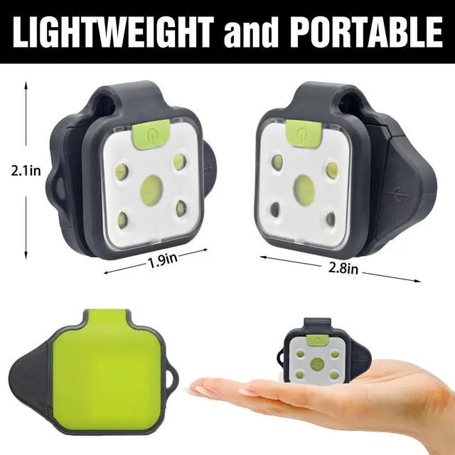 Alt view image 4 of 6 - _Mega Brand 2 Pack Running Lights for Runners, Rechargeable 4 Modes Clip on Flashlight, LED Night Safety-Light, Reflective Running Gear for Running, Walking, Jogging, Hiking (Black)