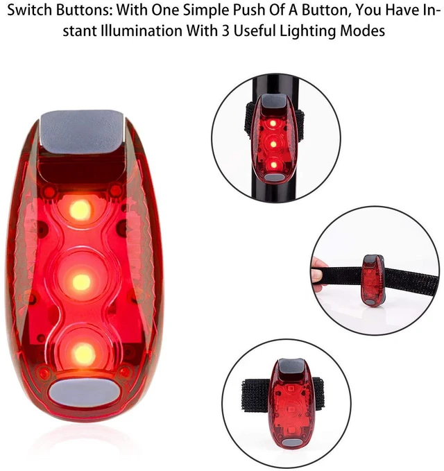 Alt view image 5 of 7 - 9 Pack LED Safety Lights, Clip-On Flashing Strobe Lights for Night | High Visibility LED Clip-On Safety Lights In Red, Blue And Green For Running, Walking And Cycling. Wear On Clothes Or Gear.