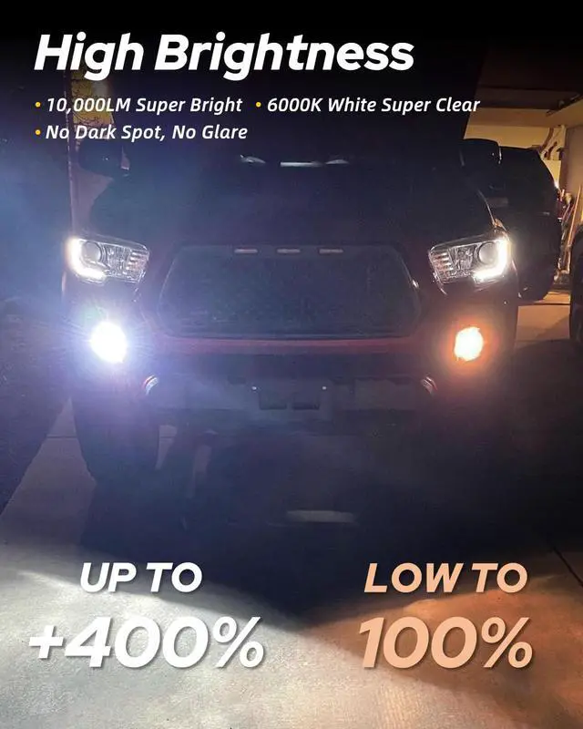 Alt view image 2 of 7 - _Mega Brand H8 H11 H16 LED Fog Light Bulbs or DRL, 6000K White Super Bright for Automotive Car Fog Lights Replacement, 50000 Hours Lifespan, Plug and Play, Pack of 2