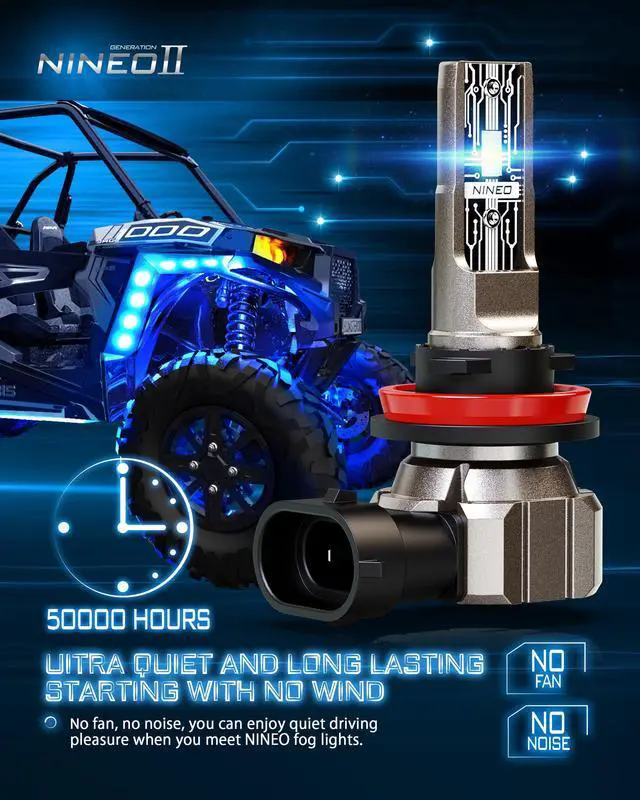Alt view image 3 of 7 - _Mega Brand H11 Bulbs, H11 Fog Light, 300% Brightness 6500K Cool White, 1:1 Mini Size, Plug-N-Play, IP68 Waterproof Fanless Wireless in-Line H8 H9 Bulbs (Pack of 2)