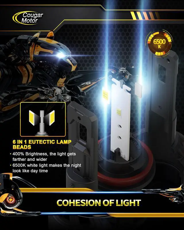 Alt view image 3 of 7 - _Mega Brand H11 Bulbs, H11 Light Bulb H8 H9 Fog Lights 6500K White Non-Polarity H11 Fog Bulb Plug and Play - Pack of 2