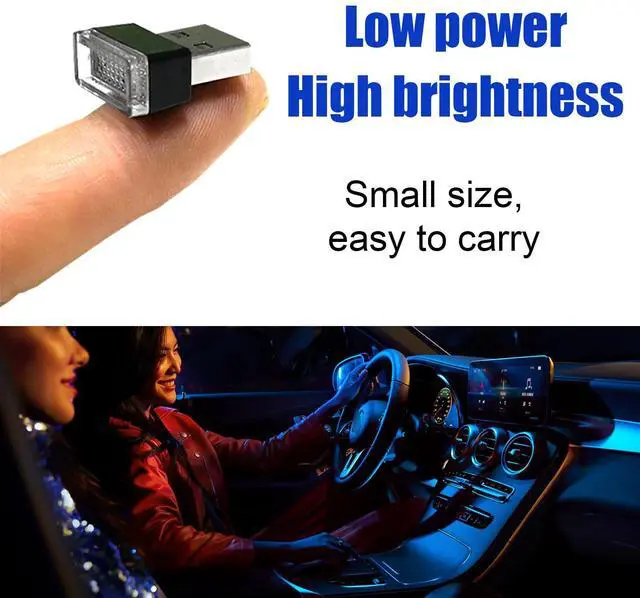 Alt view image 6 of 6 - 2 PCS USB LED Car Interior Atmosphere Lamp, Portable Mini LED Night Light, Plug-in USB Interface Trunk Ambient Lighting Kit, Universal Interior Car Accessories (Red+Blue)