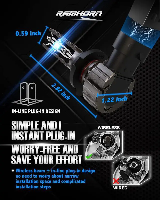 Alt view image 4 of 6 - _Mega Brand 9005 Bulbs, 300% Brightness 6500K Fanless Instant Plug In Fog Light, Pack of 2