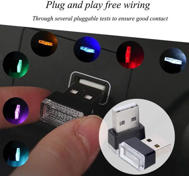 Alt view image 4 of 6 - _Mega Brand 2 Pcs Red Universal Mini USB LED Car Interior Ambient Atmosphere Lights for Car Interior Trunk Ambient Atmosphere