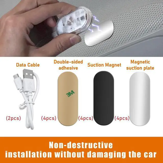 Alt view image 3 of 6 - _Mega Brand 4 PCS Car LED Lights Interior Wireless, 7 Colors Sticky Auto Interior Light with 6 Bright LED Lamp Beads, Portable USB Rechargeable Vehicle Interior Led Night Light, Car Accessories