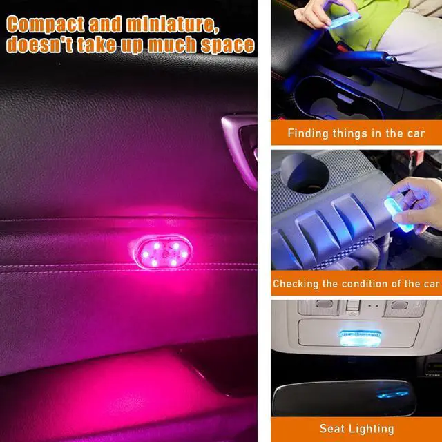 Alt view image 4 of 6 - _Mega Brand 4 PCS Car LED Lights Interior Wireless, 7 Colors Sticky Auto Interior Light with 6 Bright LED Lamp Beads, Portable USB Rechargeable Vehicle Interior Led Night Light, Car Accessories