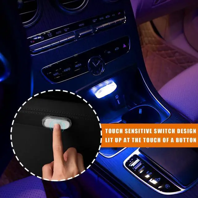 Alt view image 5 of 6 - _Mega Brand 4 PCS Car LED Lights Interior Wireless, 7 Colors Sticky Auto Interior Light with 6 Bright LED Lamp Beads, Portable USB Rechargeable Vehicle Interior Led Night Light, Car Accessories