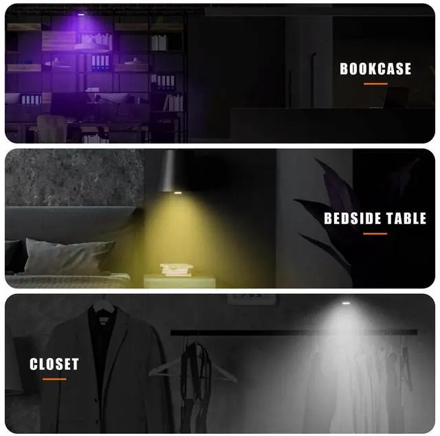 Alt view image 6 of 6 - _Mega Brand 4 PCS Car LED Lights Interior Wireless, 7 Colors Sticky Auto Interior Light with 6 Bright LED Lamp Beads, Portable USB Rechargeable Vehicle Interior Led Night Light, Car Accessories