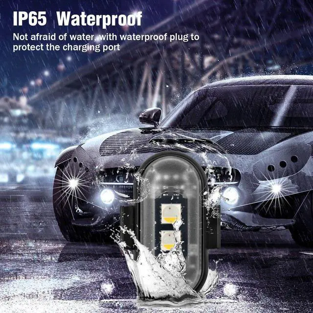 Alt view image 4 of 7 - _Mega Brand 4PCS Wireless LED Strobe Lights with Remote Control, 8 Colors Rechargeable Led Lights Anti-Collision LED Emergency Warning Lights for Car Motorcycle Bike Drone Aircraft