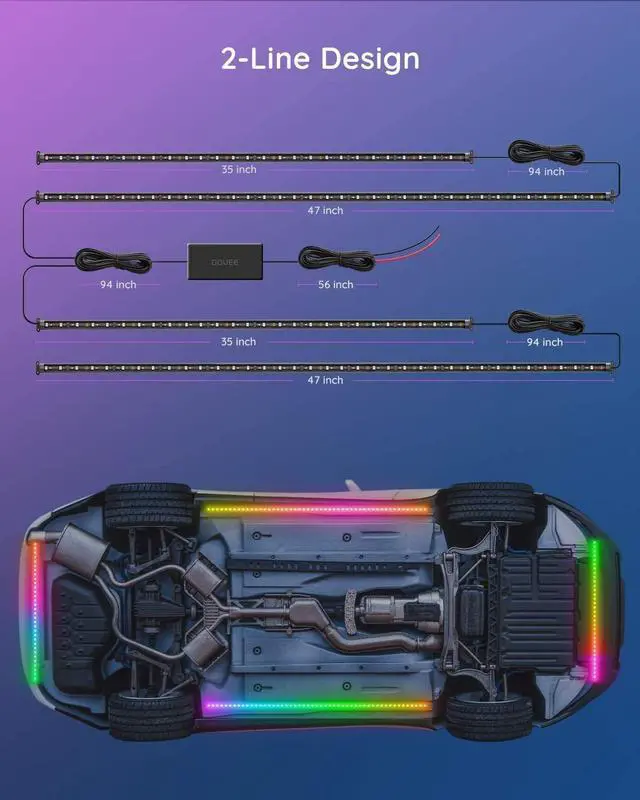 Alt view image 6 of 7 - _Mega Brand Underglow Car Lights, 4pcs RGBIC Smart LED Lights for Cars with 16 Million Colors and 10 Scene Modes, App Control, Neon Accent Strip Lights for SUVs, Trucks, DC 12-24V