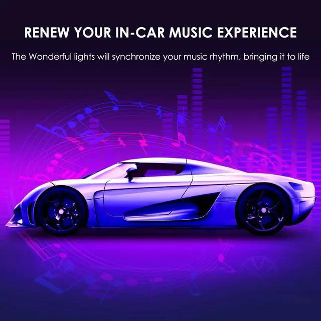 Alt view image 5 of 7 - _Mega Brand Interior LED Strip Light - 48 LED DIY 16 Million Colors, Microphone App Control, Smart Phone Music Sync RGB Under Dash Waterproof Lighting Kit with Car Charger, USB DC 12V