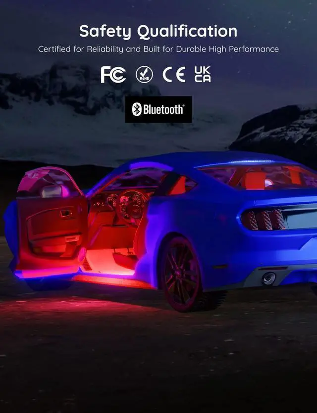 Alt view image 7 of 7 - _Mega Brand Car Lights, Smart RGBIC Interior Car Lights with APP, Remote Control, LED Lights for Car Decor, DIY Mode and Multiple Scene Options, 2 Lines Design 72 LED Lights for Car