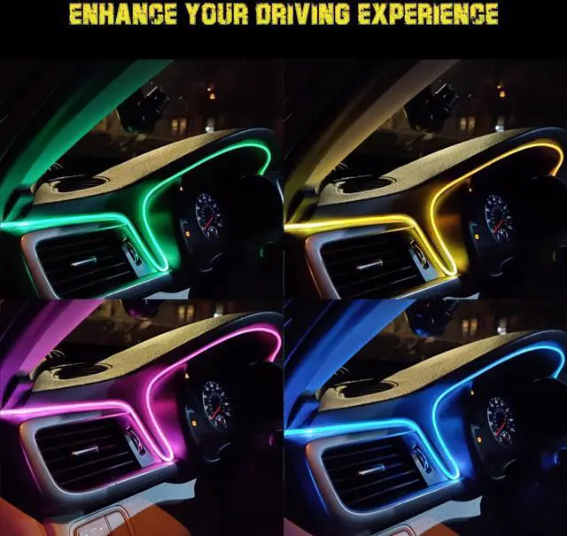 Alt view image 7 of 7 - _Mega Brand Interior Car LED Strip Lights, RGB USB Ambient Lighting with Fiber Optic, EL Wire Car Accessories (2 in 1)