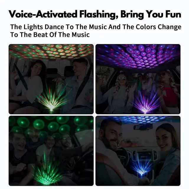 Alt view image 4 of 7 - _Mega Brand USB Star Projector Night Light, Adjustable Car Roof Lights, 4 Colors & 9 Functional Modes, Portable LED Interior Lights for Car Decor, Ceiling, Bedroom, Party - 1 Pack