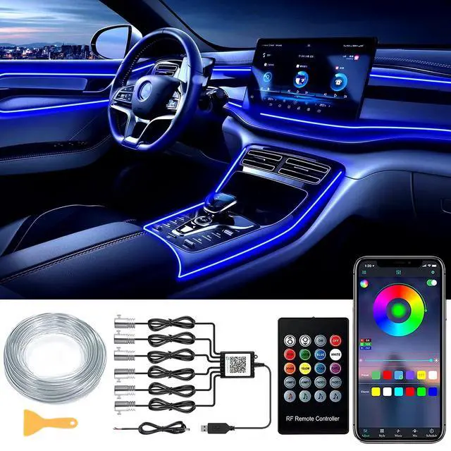 Main image of _Mega Brand Interior Car LED Strip Lights, RGB 6 in 1 Ambient Lighting Kits with 315 inches Fiber Optic, 16 Million Colors Car Interior Lights with Wireless APP and Remote Control, Sync to Music