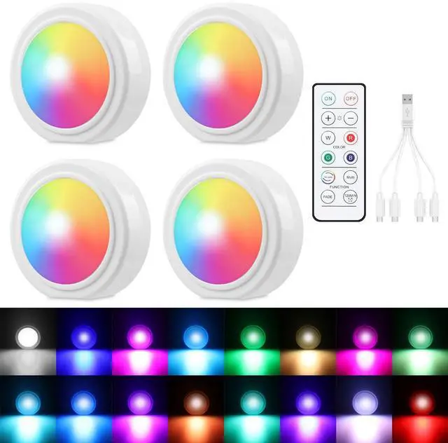 Main image of _Mega Brand 4PCS Wireless Car LED Lights with Remote Control,16 Colors Interior Car Led Puck Lights,Rechargeable Ambient Lighting Kit with Dimmer & Timer,Inside Night Lamp for Vehicle Home Decoration