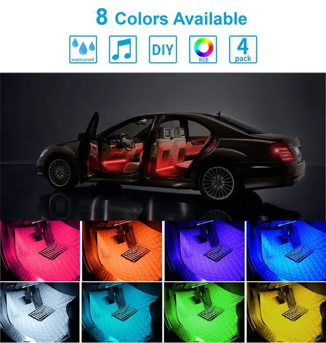 Alt view image 2 of 7 - _Mega Brand Led Interior Car Lights, Controller Led Lights for Cars, Multicolor Music Underglow Lighting Kits with Wireless Control and Sound Active Function, 4pcs 48 USB LED Interior Lights, DC 5V