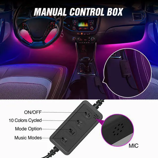 Alt view image 3 of 7 - _Mega Brand 72 LED USB Interior Strip Lights Dream Color RGB-IC 12V DC with App RF Remote Control Multicolor Footwell Under Dash Chasing Inside Light Kits 2Lines Music Sync Mode for Cars Truck ATV UTV