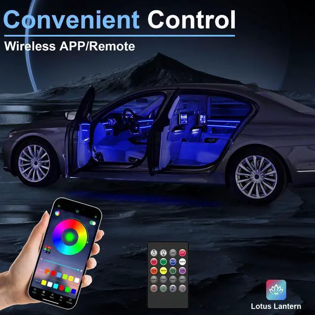 Alt view image 3 of 7 - _Mega Brand Interior Car LED Lights with Wireless APP/RF Remote Control,RGB 6 in 1 Ambient Lighting Kit with 315 Inches Fiber Optic,16 Million Color Neon Strip Inside Sync to Music